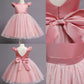 Vestido de tule com flores para menina, sem costas, para festa infantil