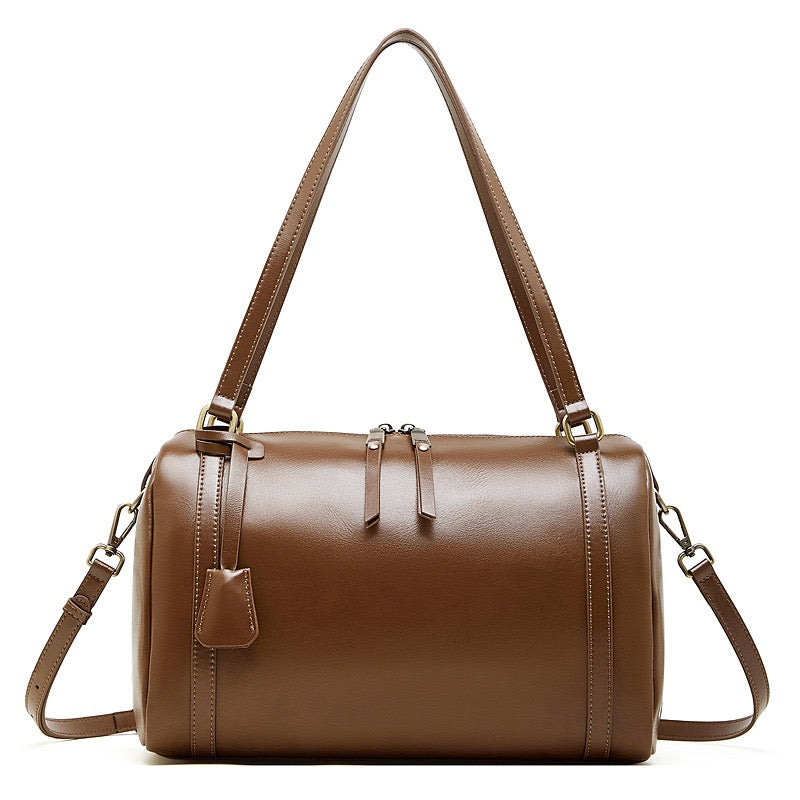 Bolsa de senhora a tiracolo em couro castanho