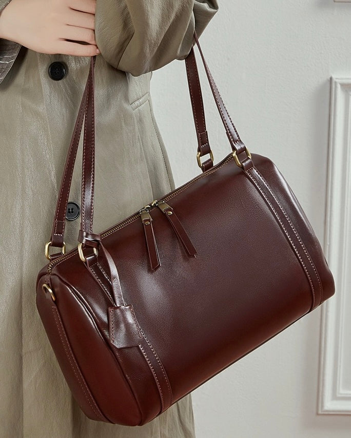 Bolsa de senhora a tiracolo em couro castanho