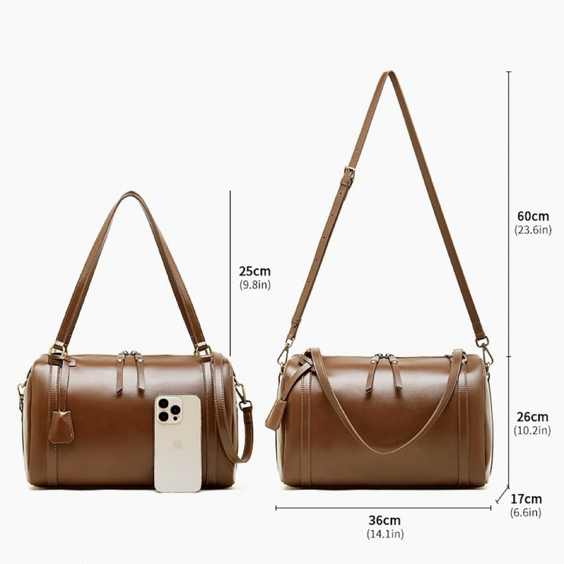 Bolsa de senhora a tiracolo em couro castanho
