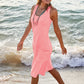 Vestido midi sem mangas de verão para mulher com bolsos