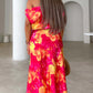 Vestido comprido - Glitter rosa amarelo flores