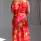 Vestido comprido - Glitter rosa amarelo flores