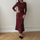 Vestido de lantejoulas com decote redondo