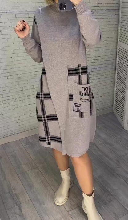 Novo vestido de malha com estampado