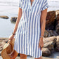 Vestido camiseiro listrado elegante