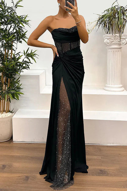 Vestido em malha com corte lateral
