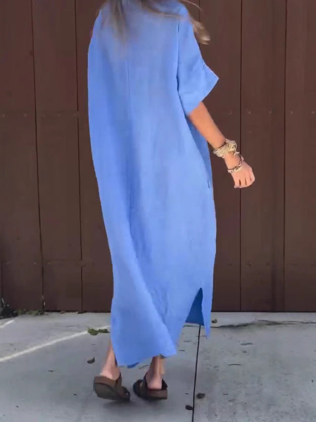 Vestido longo boémio elegante com decote em V