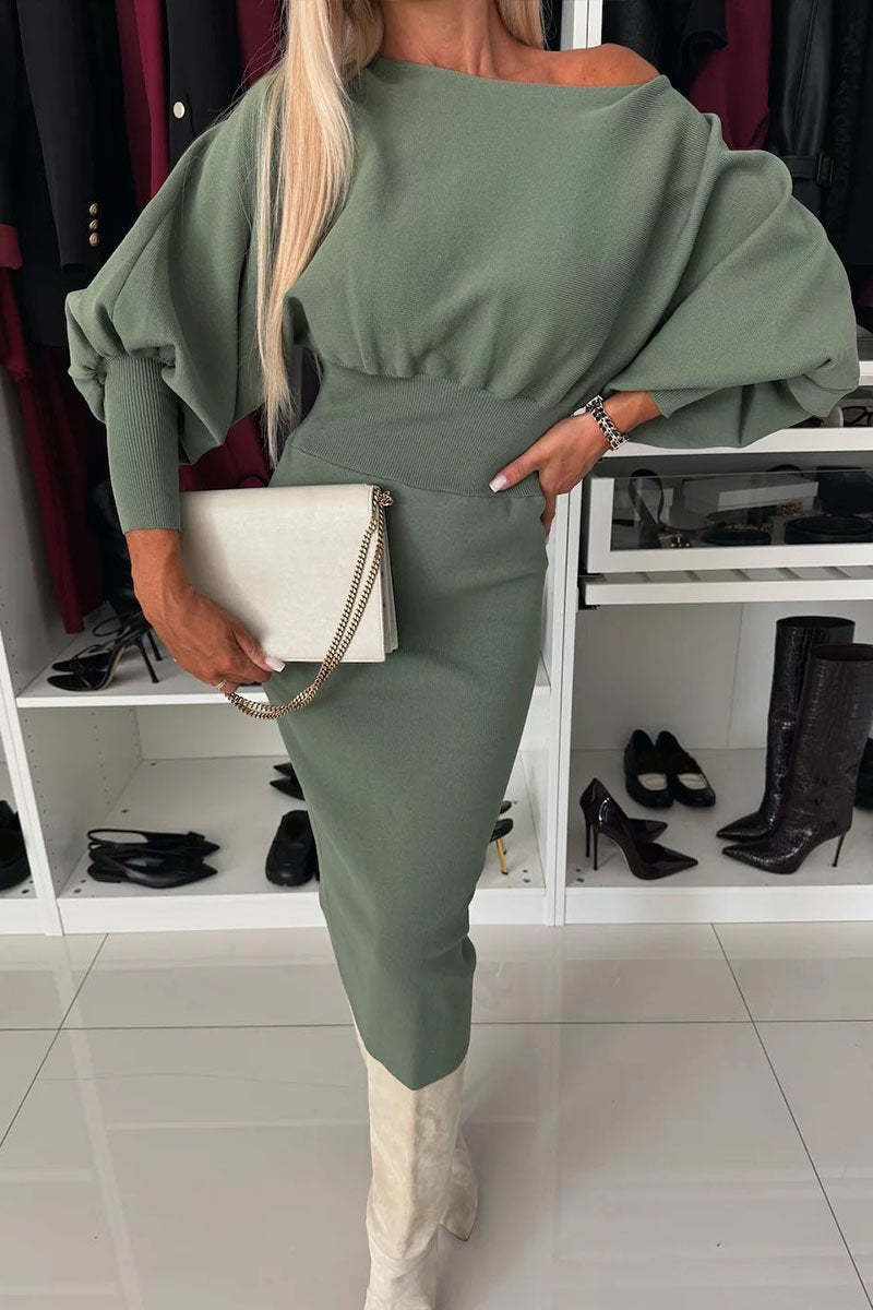 Vestido justo monocromático para mulher outono e inverno 2024