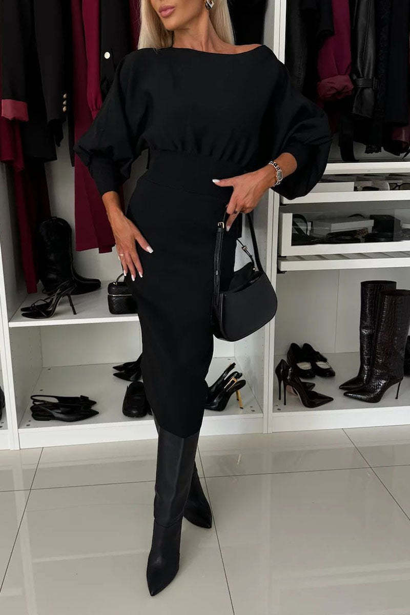 Vestido justo monocromático para mulher outono e inverno 2024