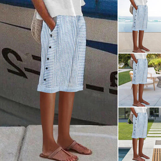 2025 – Calça Cropped às Riscas