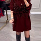 Vestido elegante em patchwork com decote redondo 2024