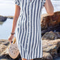 Vestido camiseiro listrado elegante