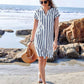 Vestido camiseiro listrado elegante