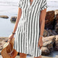 Vestido camiseiro listrado elegante