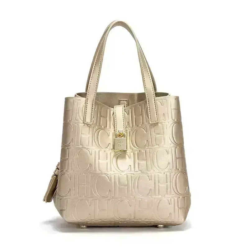 Bolsa de senhora CH, bolsa de balde, grande capacidade, temperamento luxuoso