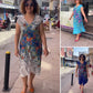 Vestido estampado com decote em V 2025