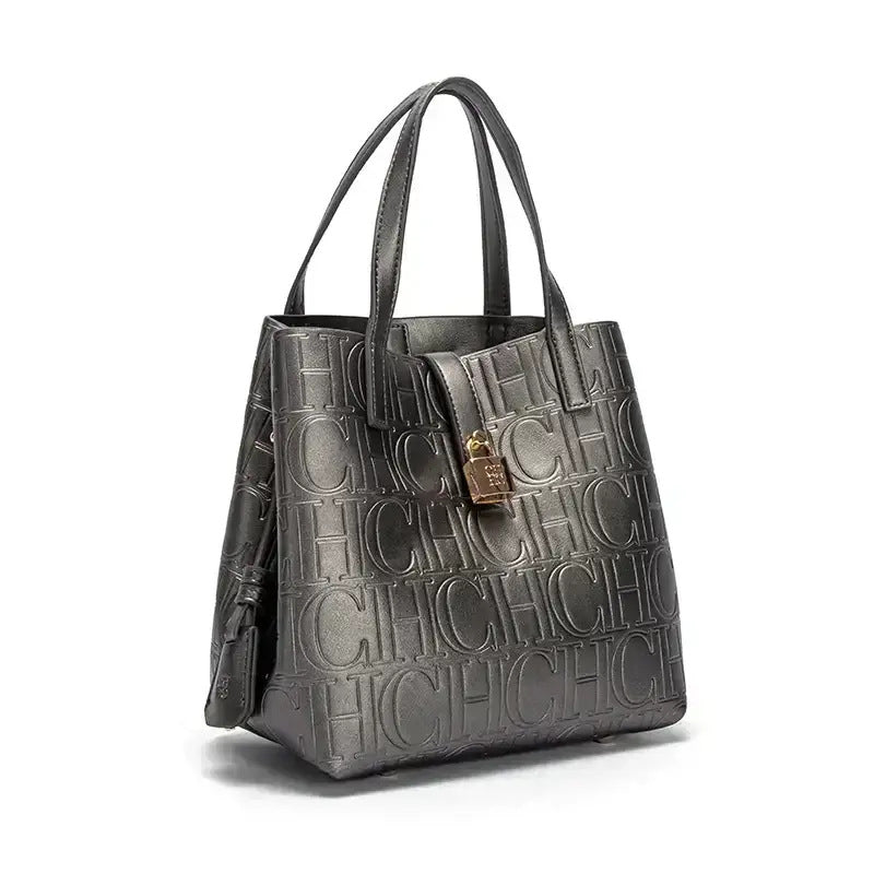 Bolsa de senhora CH, bolsa de balde, grande capacidade, temperamento luxuoso