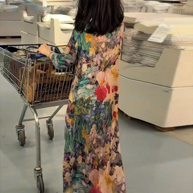 Vestido comprido com estampado floral exclusivo