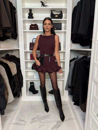 Vestido sem mangas elegante estilo europeu e americano