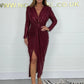 Vestido de festa elegante para mulher com racha em formato de V