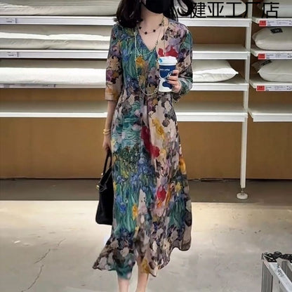 Vestido comprido com estampado floral exclusivo