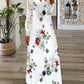 Vestido em algodão estampado com acabamento em renda
