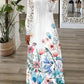 Vestido em algodão estampado com acabamento em renda