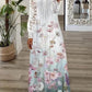 Vestido em algodão estampado com acabamento em renda