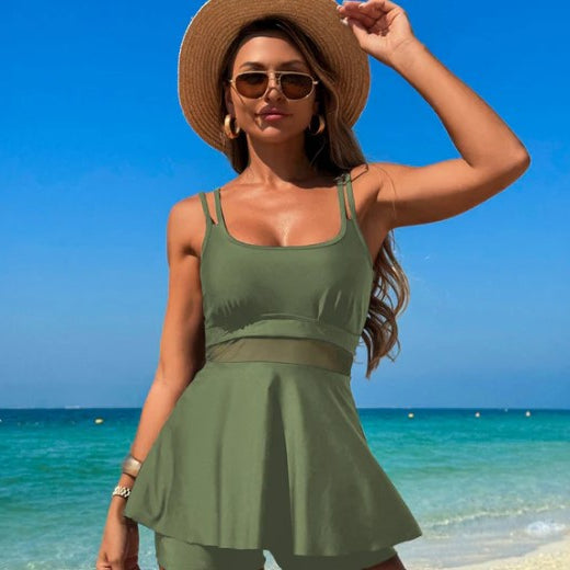 Fato de praia de duas peças para mulher com cintura alta