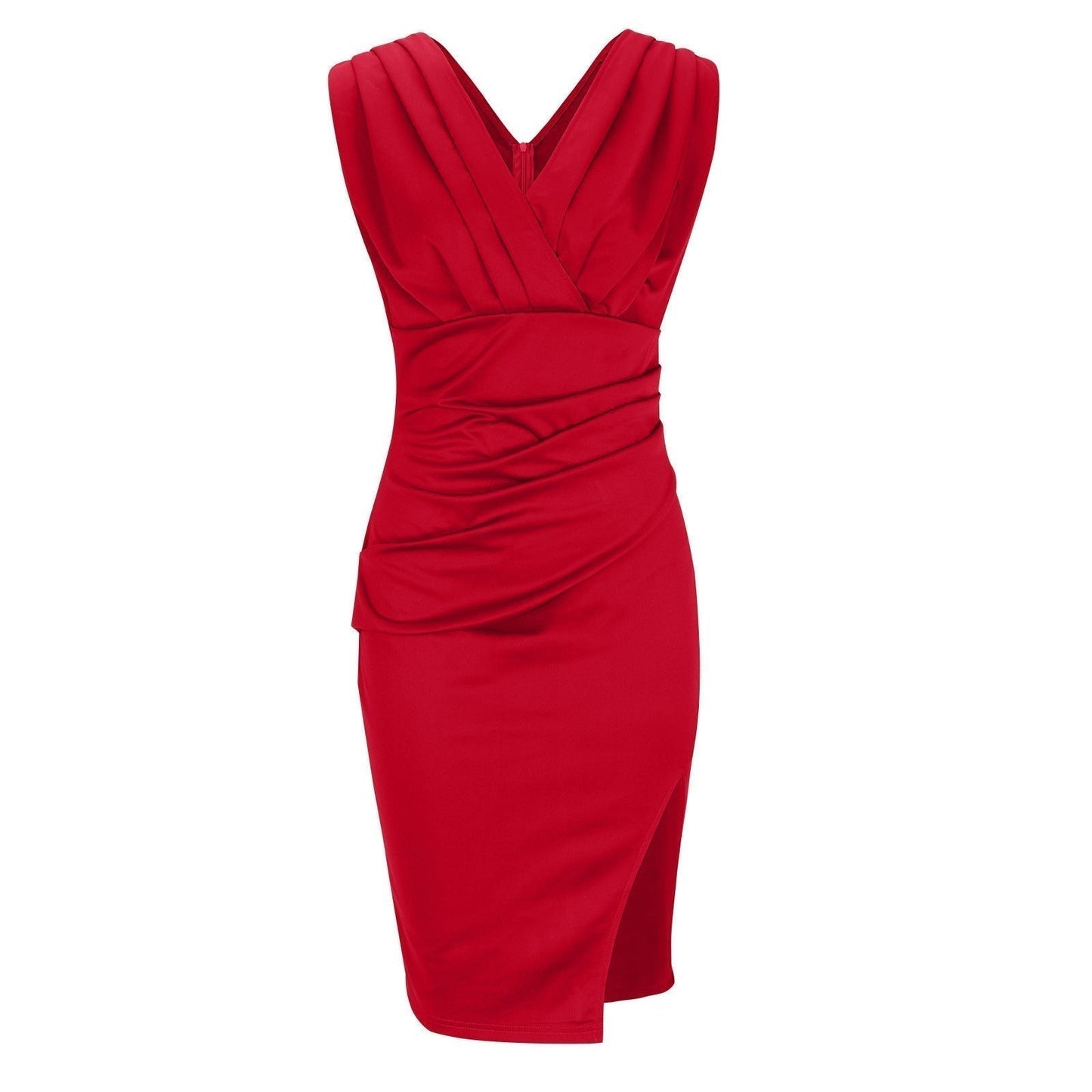 Vestido com racha e decote em V