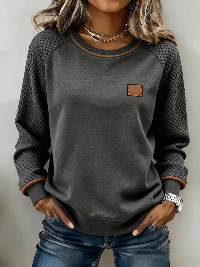 Sweatshirt casual para mulher com blocos de cores