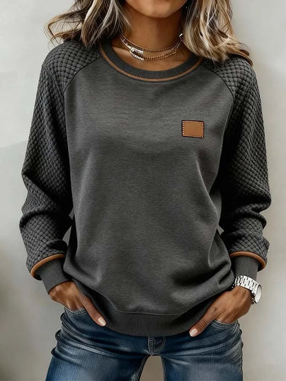 Sweatshirt casual para mulher com blocos de cores
