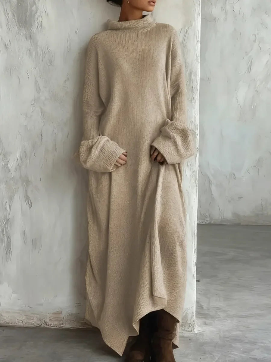 Vestido comprido de malha largo e confortável para mulher