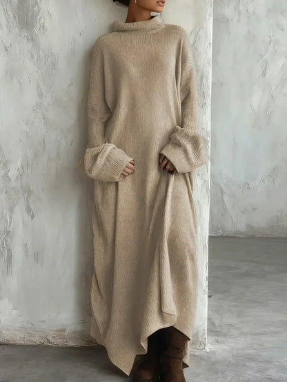 Vestido comprido de malha largo e confortável para mulher