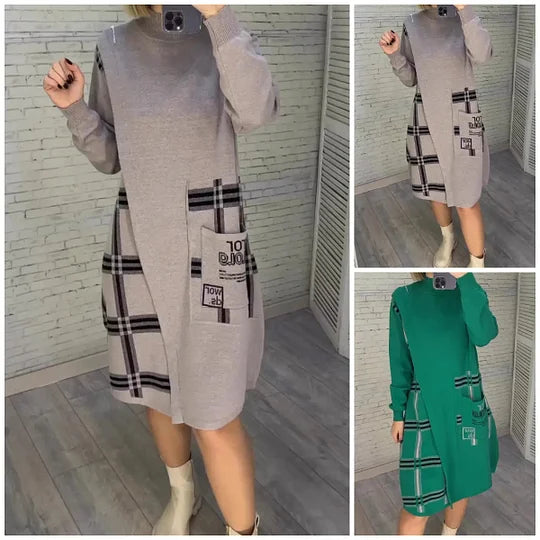 Novo vestido de malha com estampado