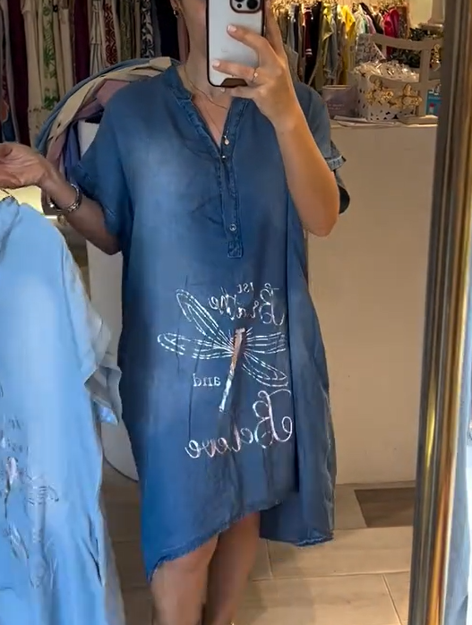 Vestido de verão para mulher, solto e confortável, com decote em V