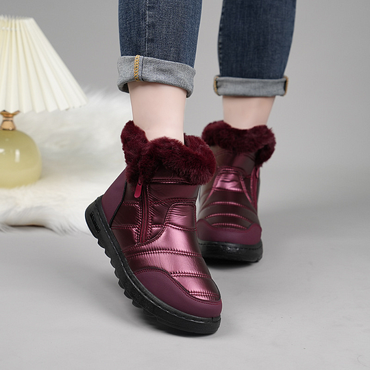 Sapatos de senhora de pelúcia confortáveis, impermeáveis e antiderrapantes