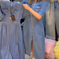 Vestido de ganga com lapela da moda