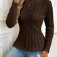 ✨Blusa de malha grossa para mulher com gola redonda e mangas compridas