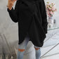 Sweatshirt de mulher com capuz de cor sólida, bolso frontal e fecho