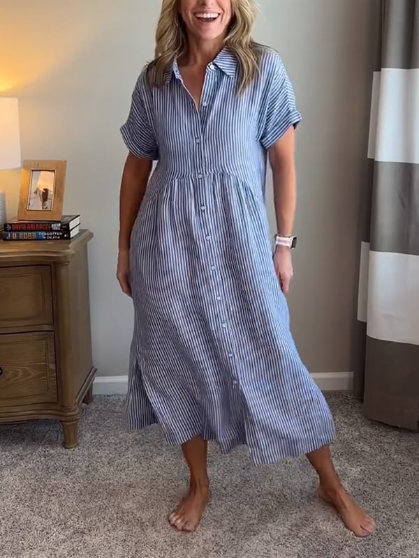 Vestido camiseiro listrado