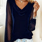 Blusa de manga comprida com painéis e gola baloiço