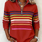 Sweatshirt moderna com gola de meio fecho e riscas arco-íris