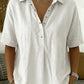Camisa casual de manga curta em mistura de linho e algodão.