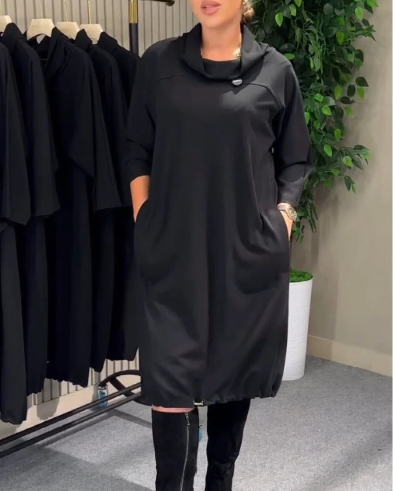 Vestido feminino da moda com decote em bico