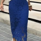 Elegante saia feminina de renda vazada e corte justo