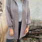 Cardigan comprido casual com bolsos e capuz