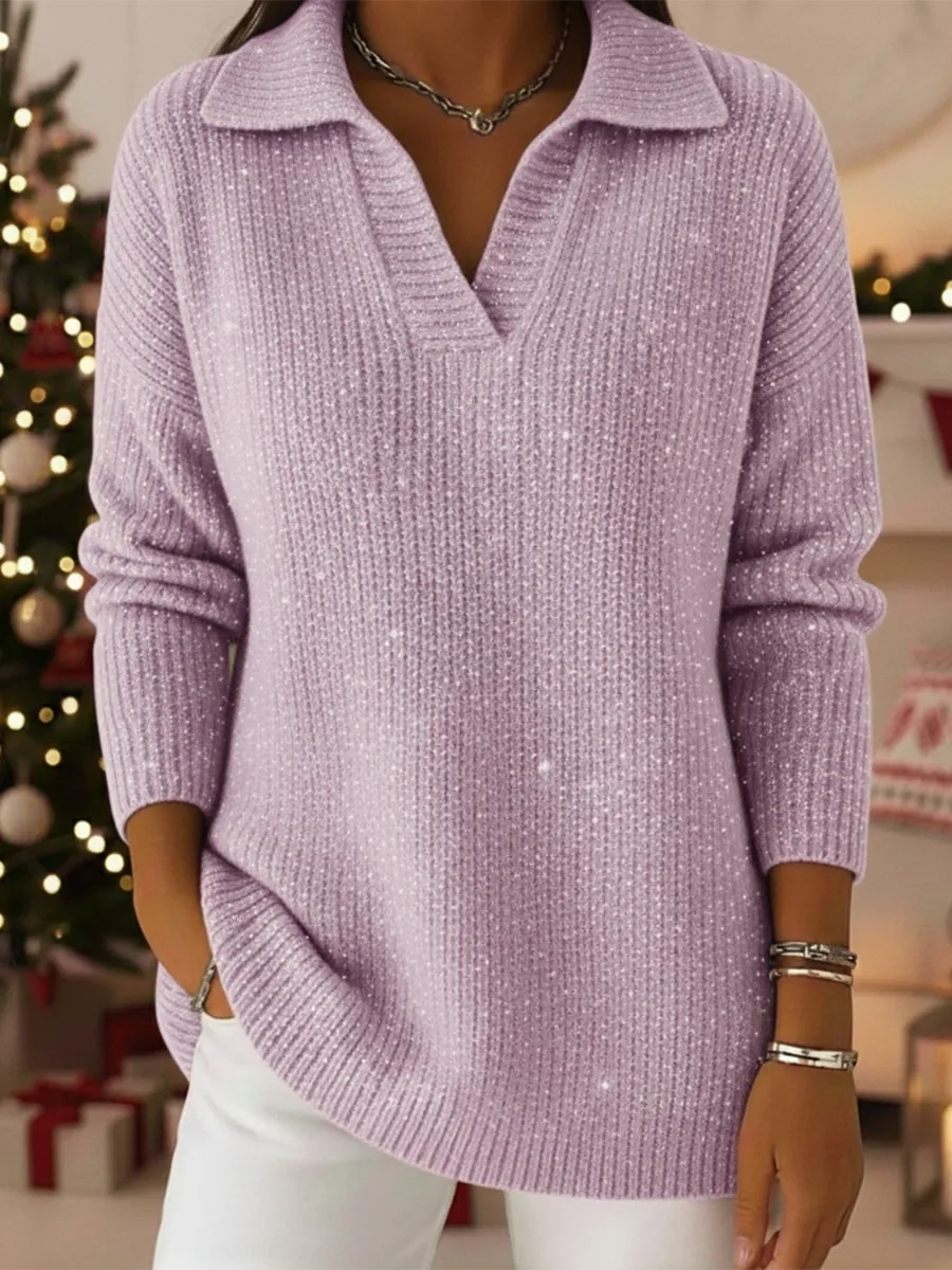 Camisola de Natal para mulher com gola brilhante