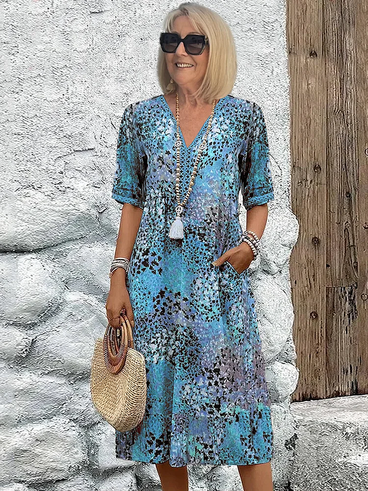 Vestido elegante com estampado de leopardo